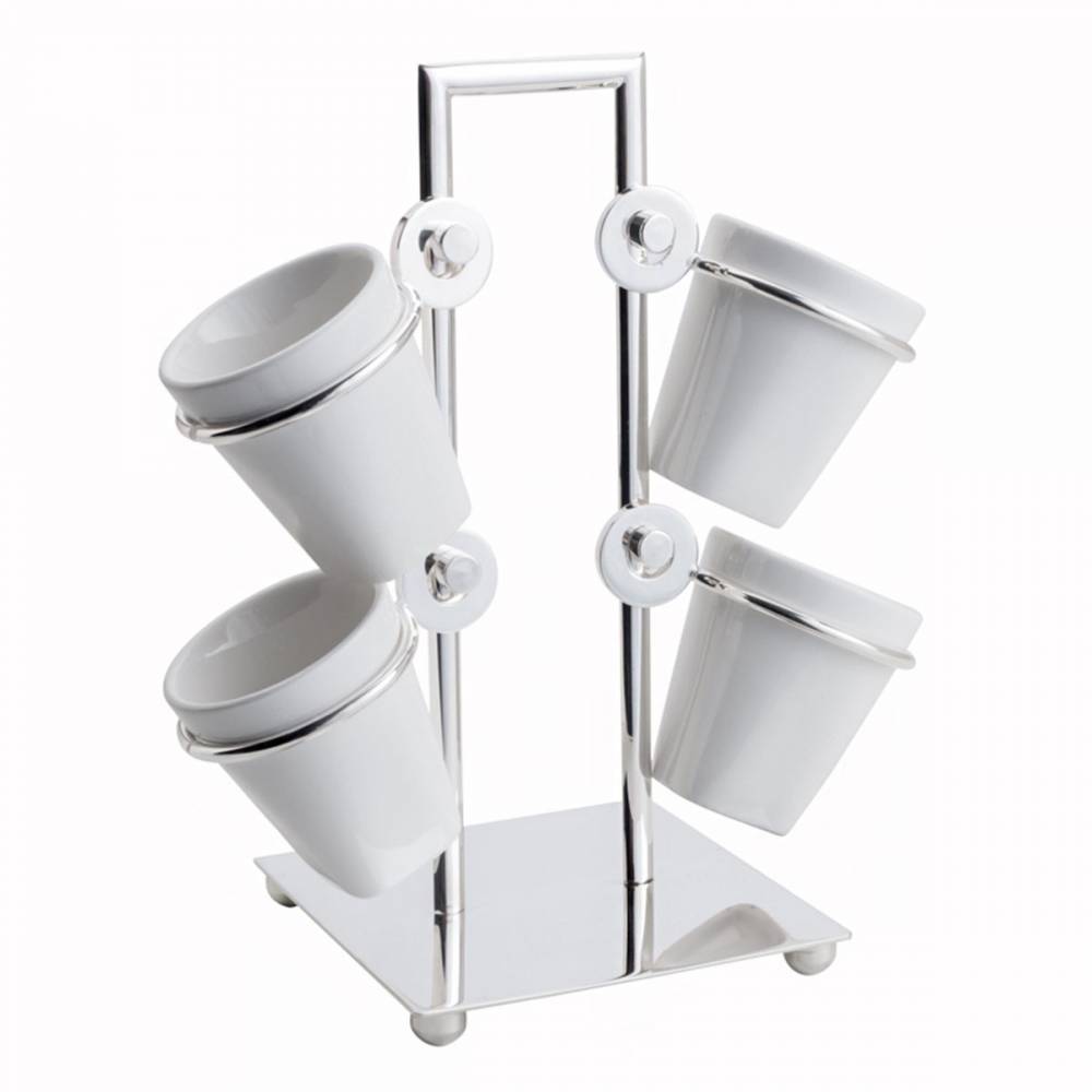 Set Coffee cups Porcelain With Holder Silver 75ml Luxury 5 Pieces