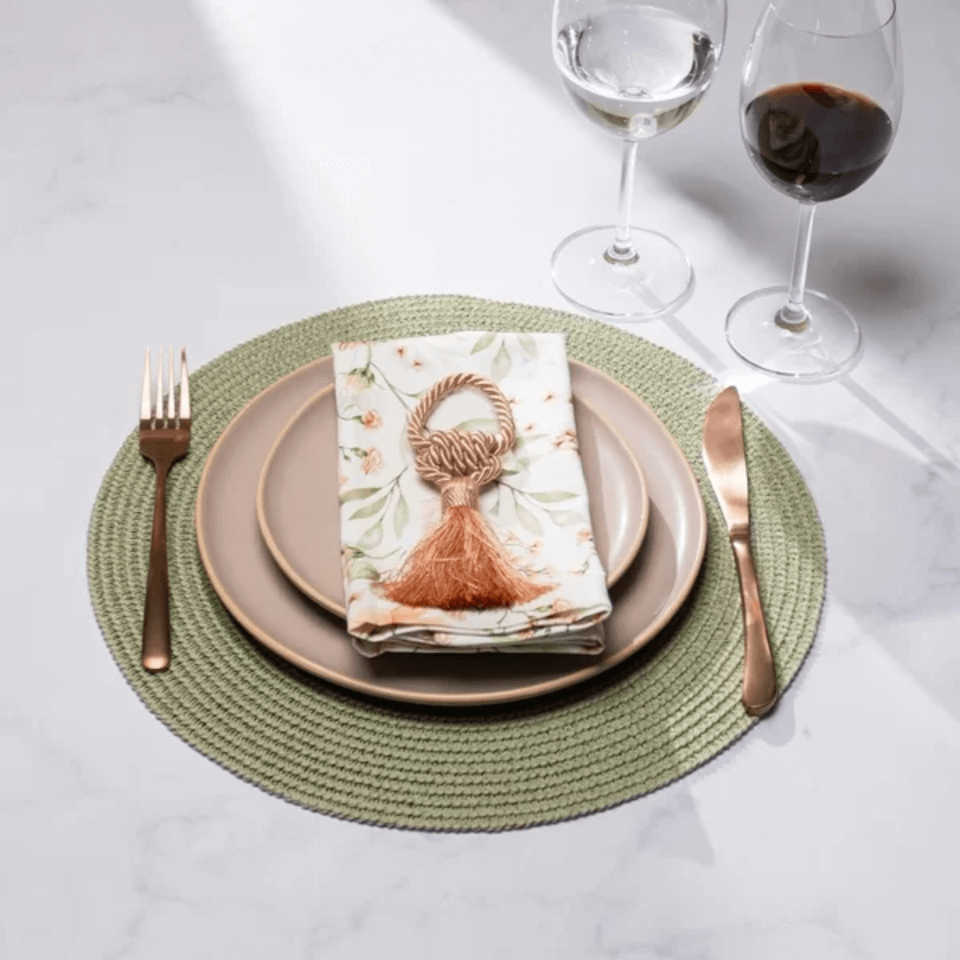 Individual round placemat Arlo Olive 38cm