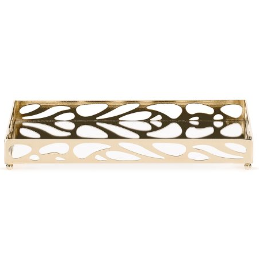 Metal tray Mirrored Leaf Gold 27cm