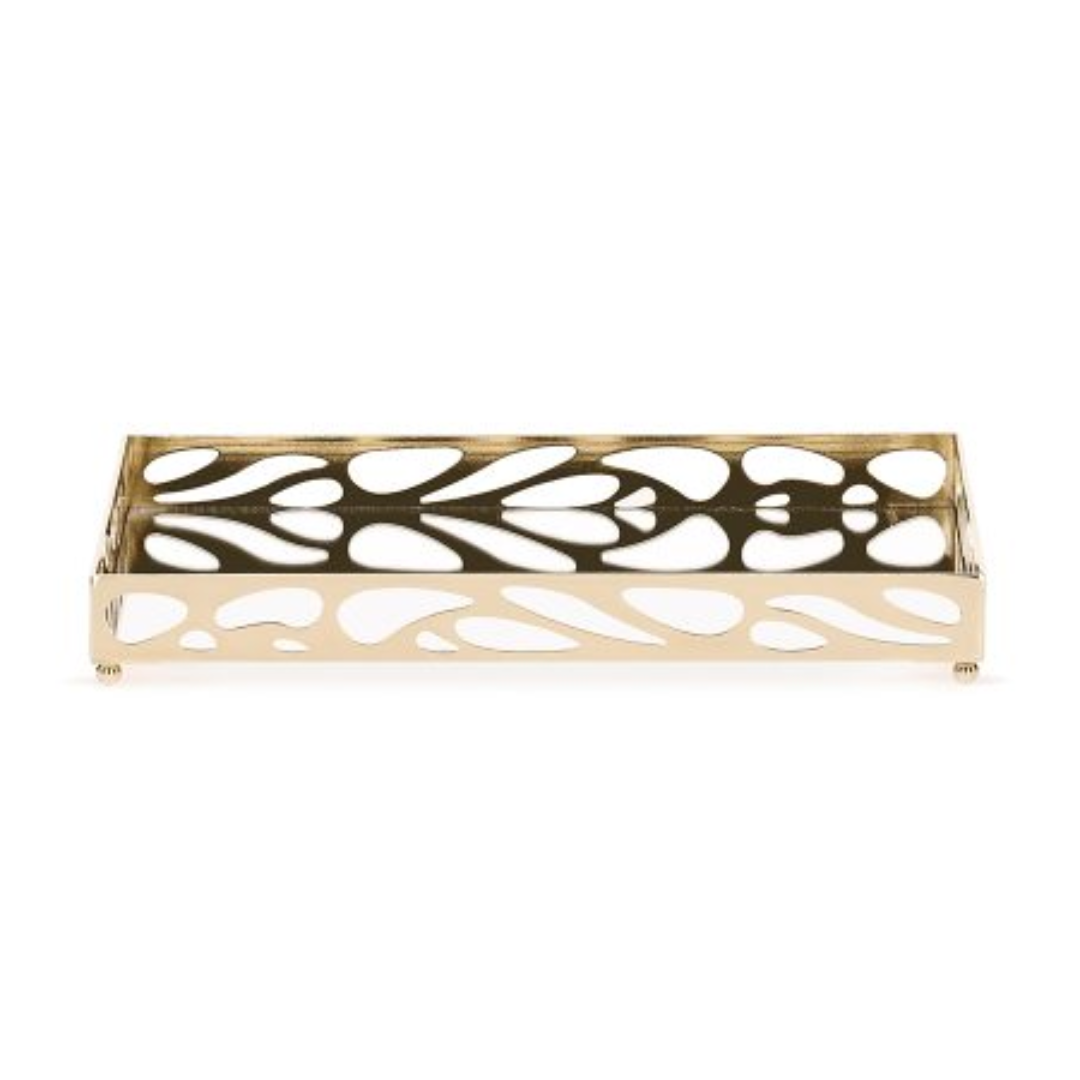 Metal tray Mirrored Leaf Gold 24cm