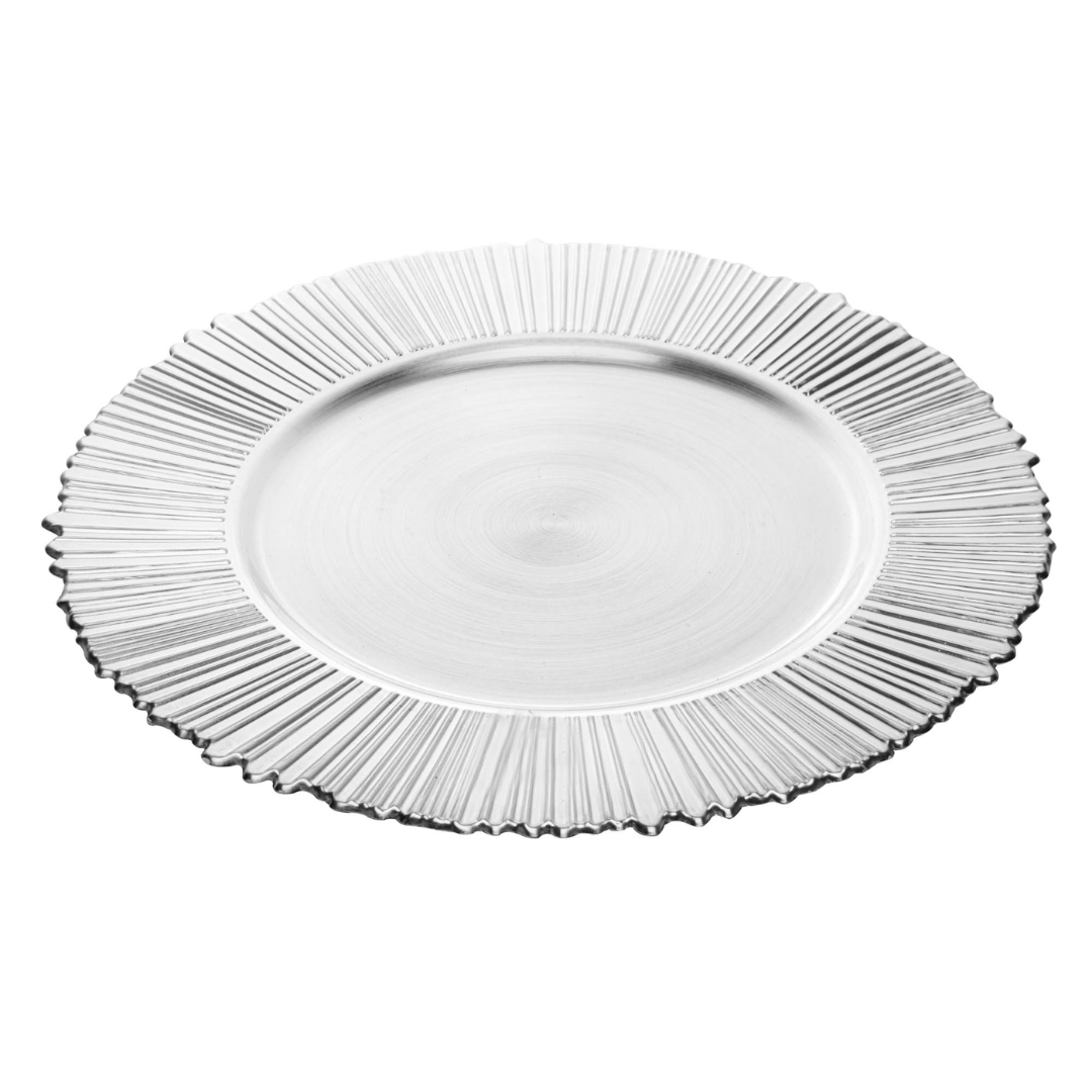 Charger plate of Plastic Solar Silver 33cm