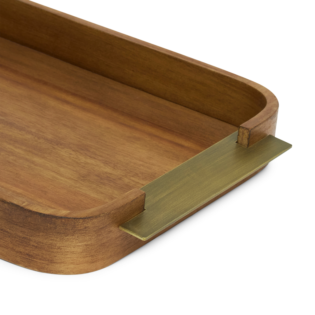 Tray in MDF and metal Brown 45,5cm G