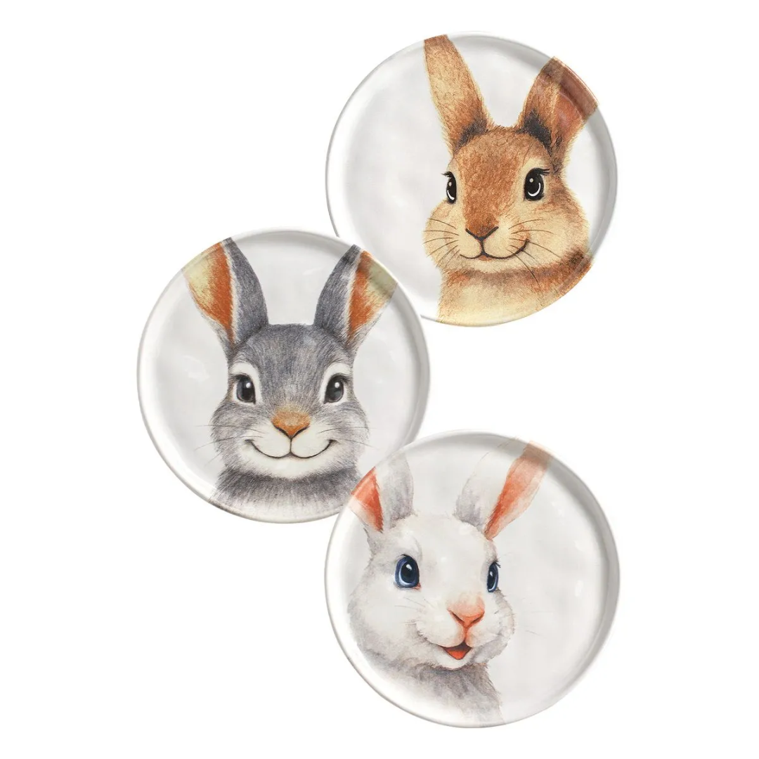 Set of 6 plates of Dessert Bunnies Easter Ceramic 21,5cm
