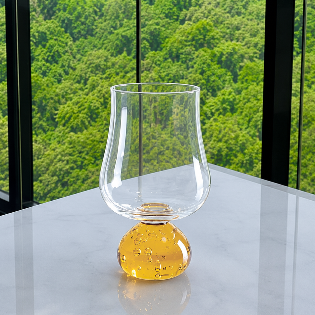 Set of 6 wine glasses Sphere base for wine Amber and Clear 440ml