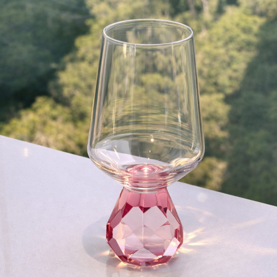 Wine glass of Glass for wine with base Diamond Pink 500ml