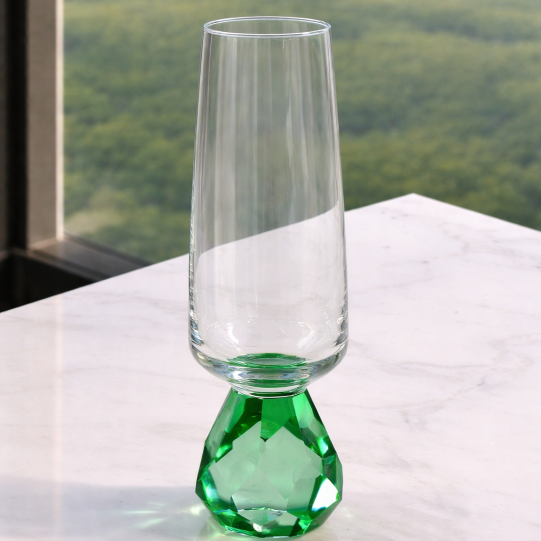 Champagne glass with base Diamond Green 250ml