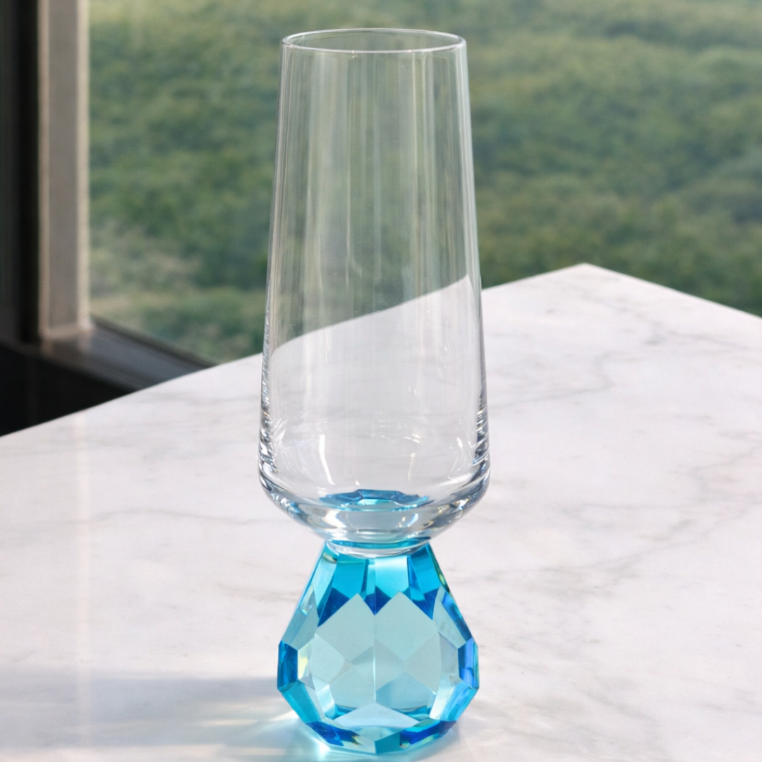 Champagne glass with base Diamond Blue 250ml