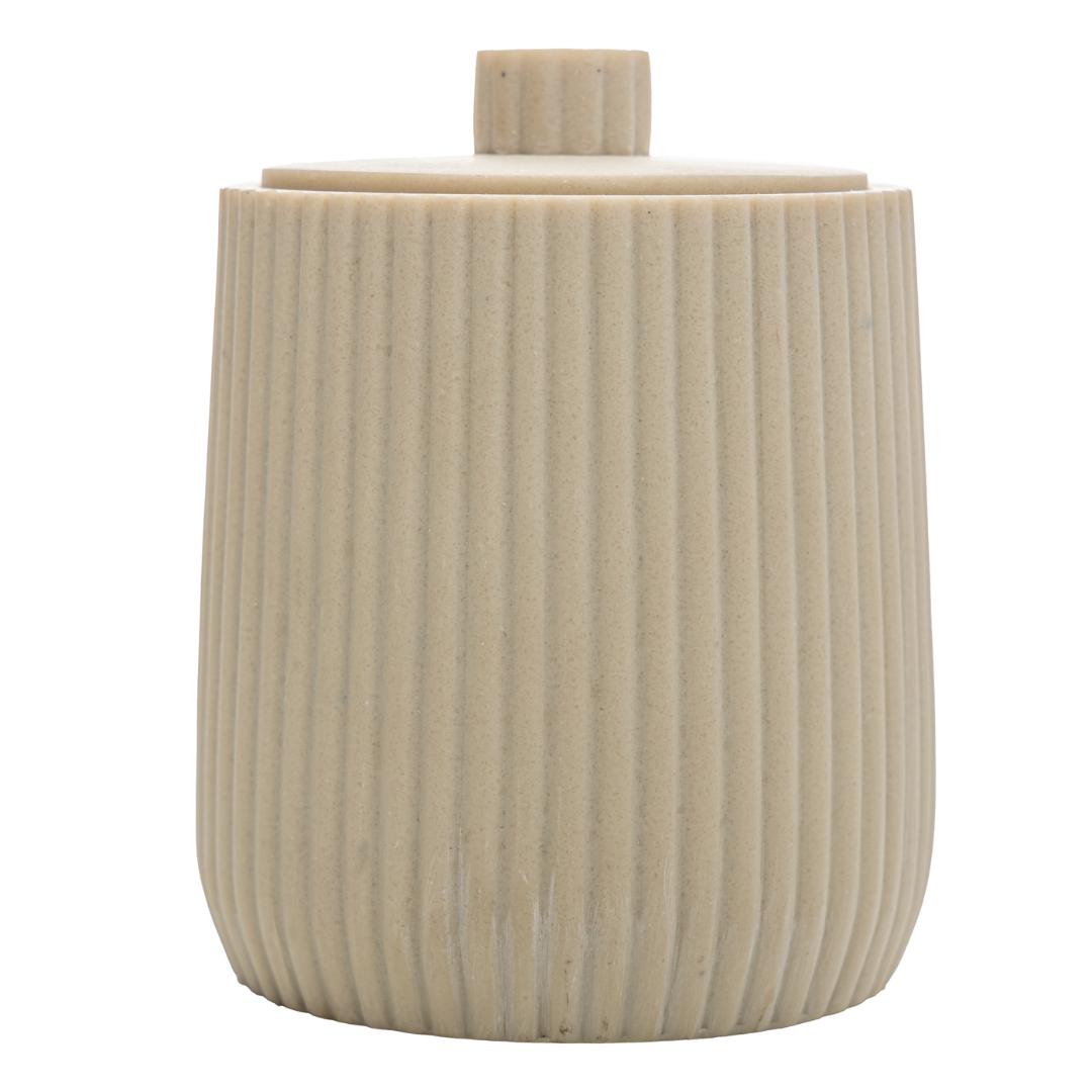 Cotton ball holder or Cotton swab Striato Beige 10,5cm