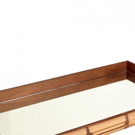 Square tray in wood Mirrored bamboo style Brown 36cm x 4,5cm