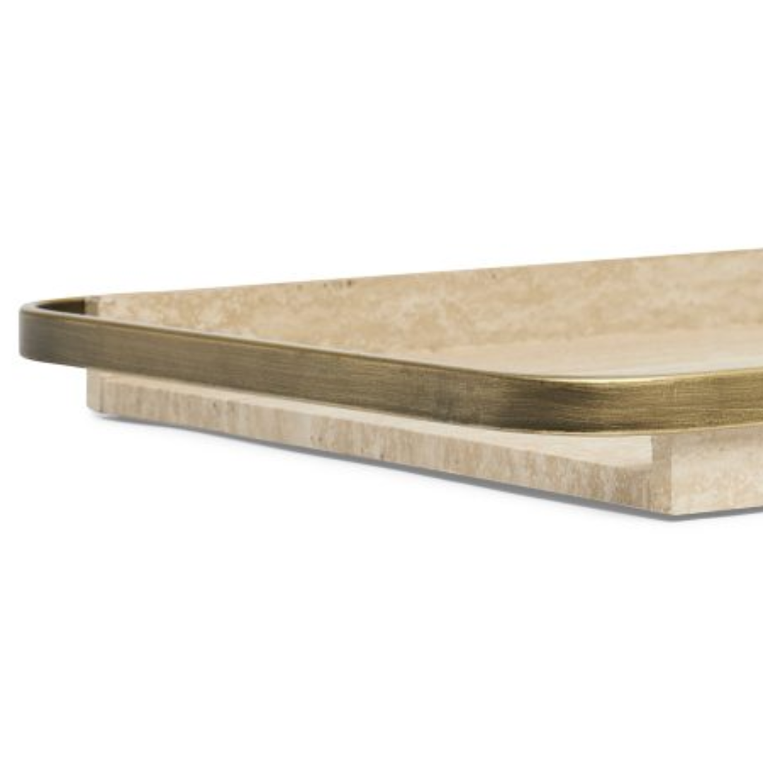 Decorative tray in MDF with metal trim 55cm