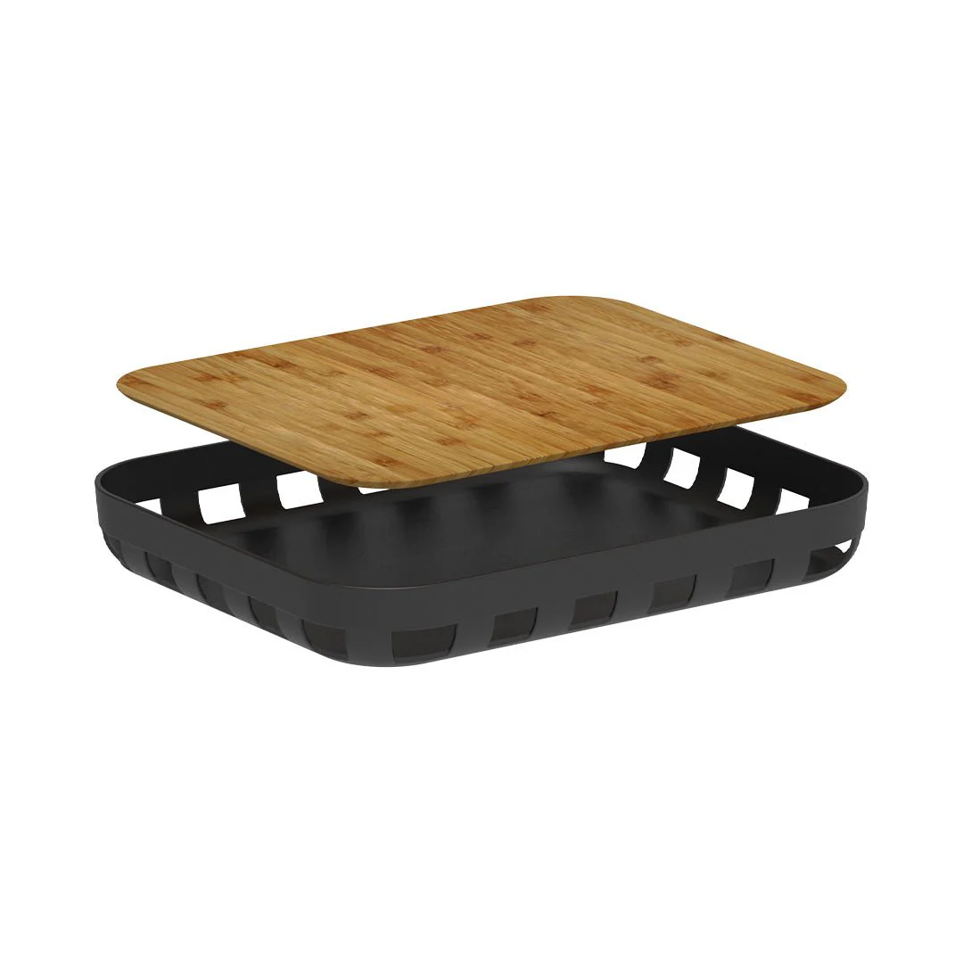 Rectangular tray Lume Plastic and bamboo Black 35,5cm