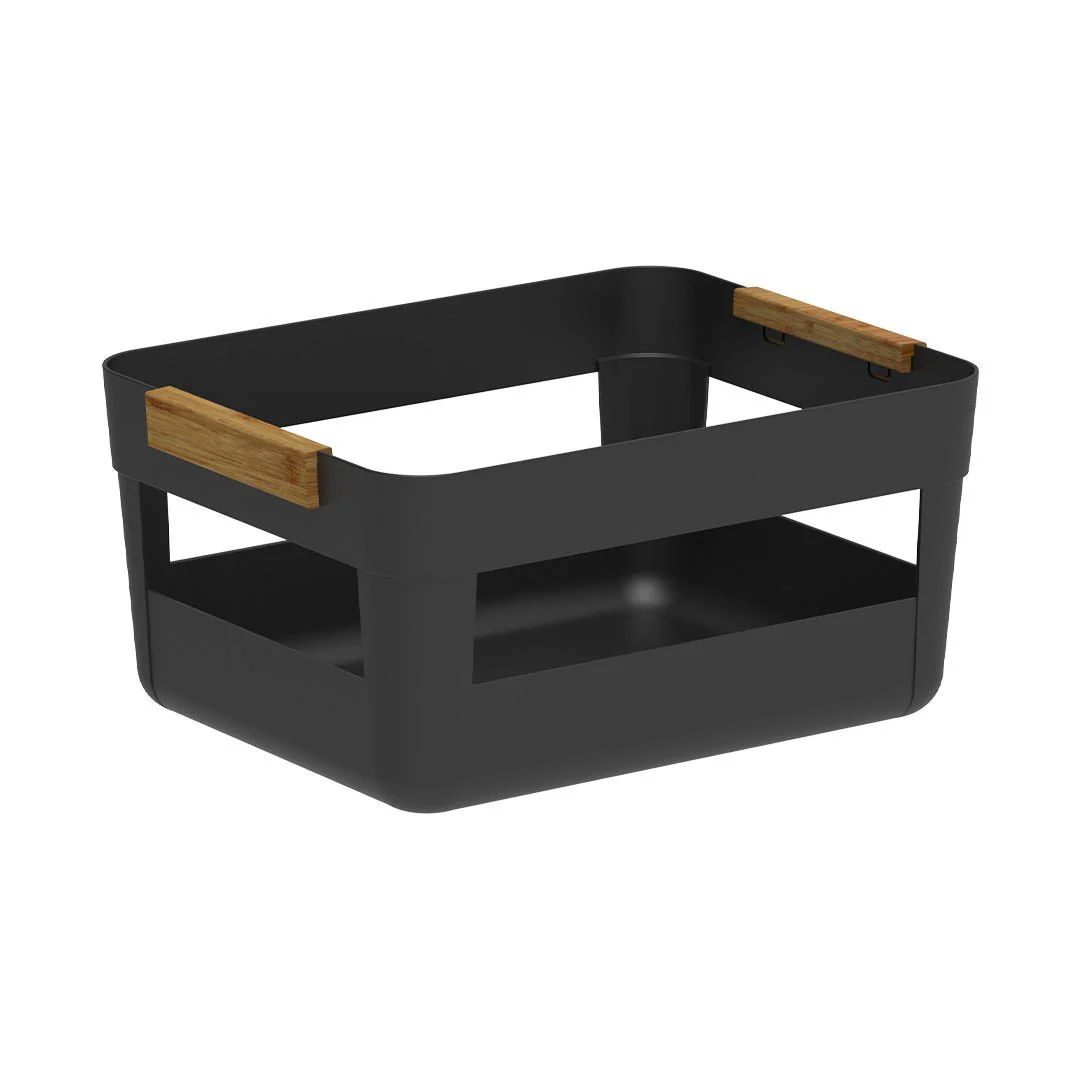 Basket Lume Plastic and bamboo Black 14L