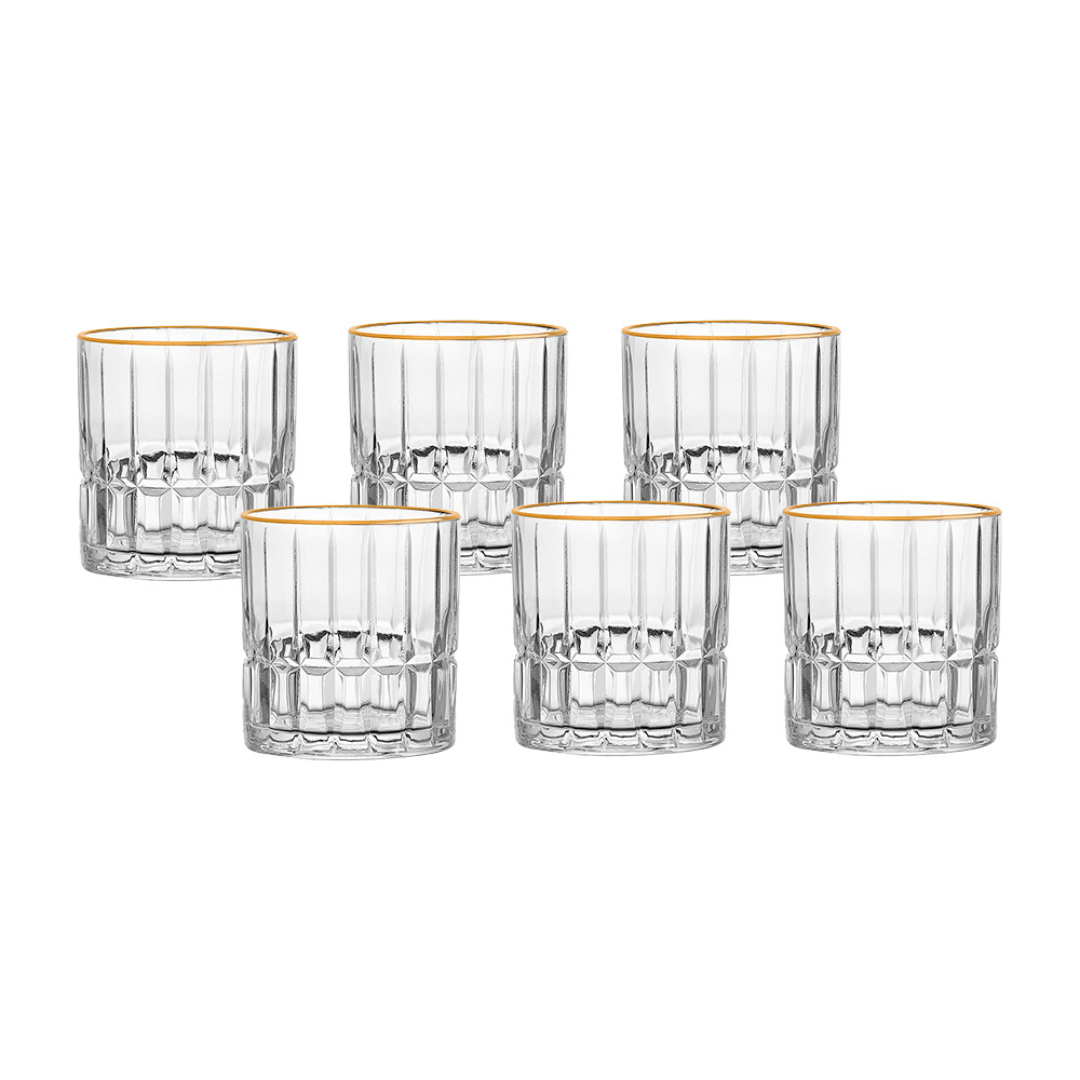 Set of 6 glasses Short of Glass Cristalle with gold rim 310ml