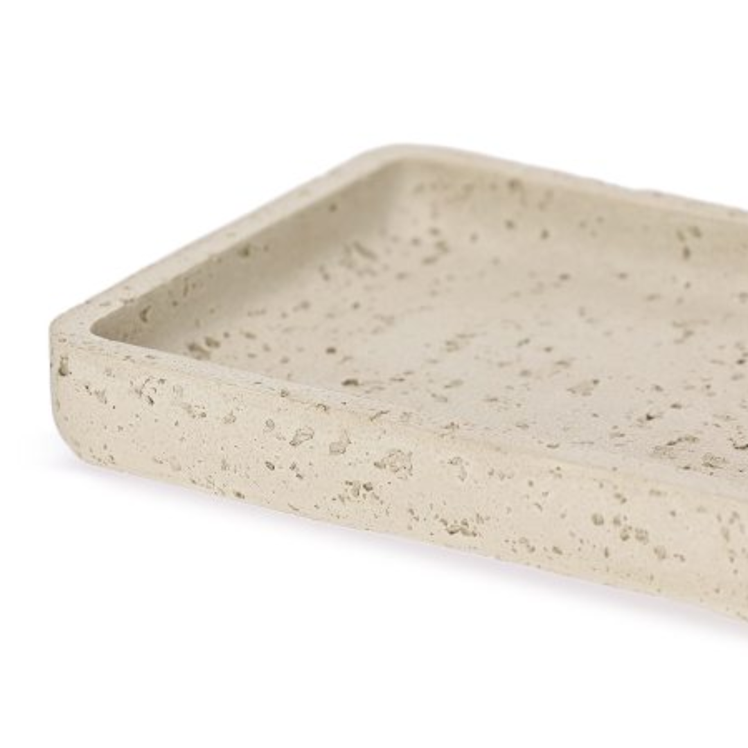 Rectangular tray in polyresin White 19,5cm