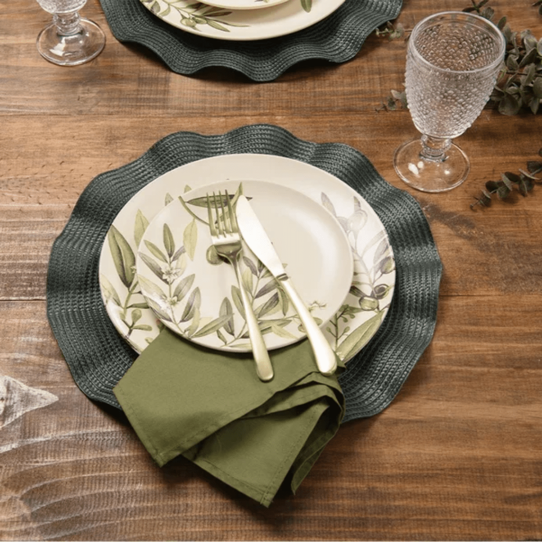 Individual round placemat Luna Wave Musgo 38cm