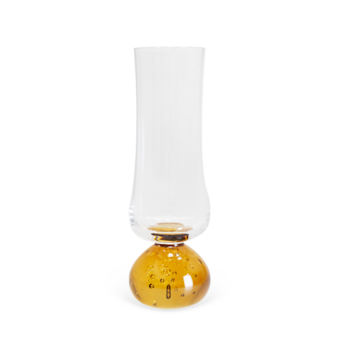 Set of 6 wine glasses Champagne Sphere base Amber and Clear 240ml