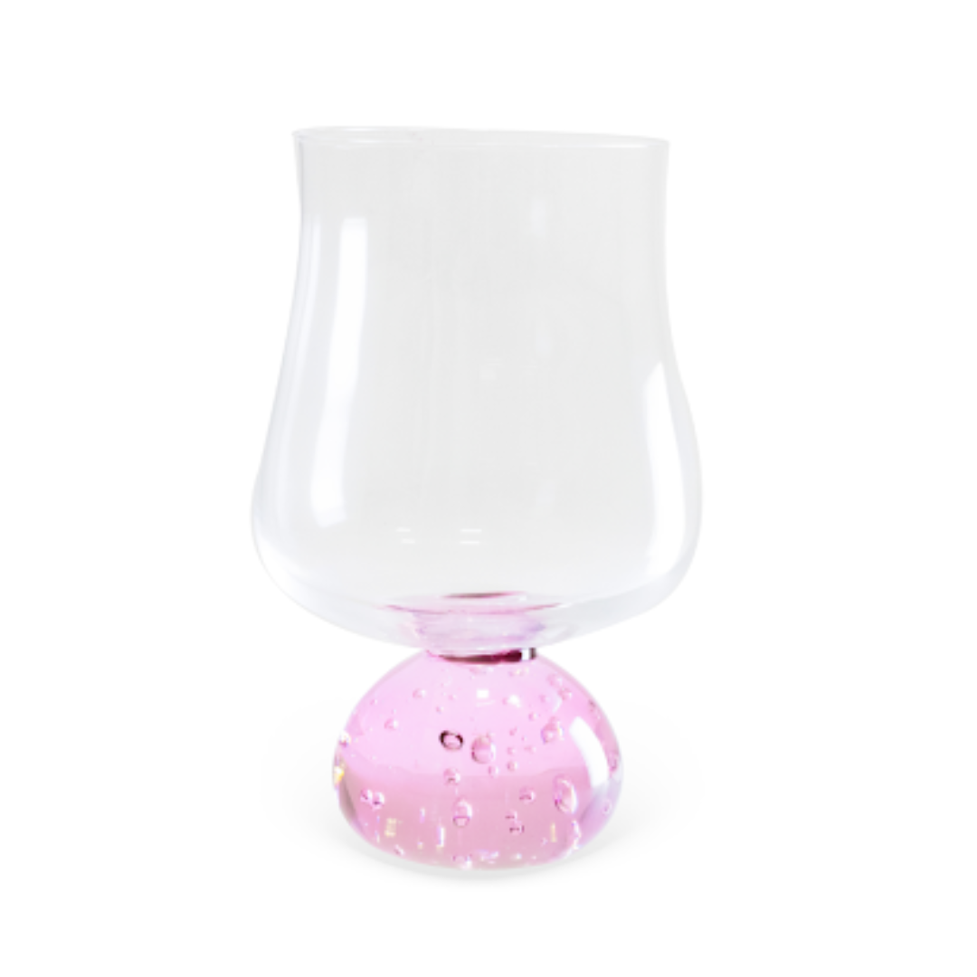 Set of 6 wine glasses Sphere base Pink and Clear 440ml