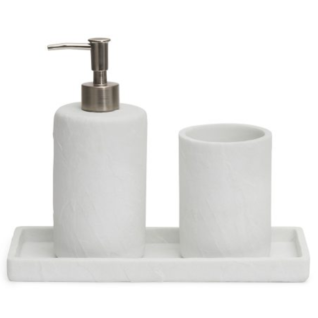 Bathroom set Pure in polyresin White 3 Pieces