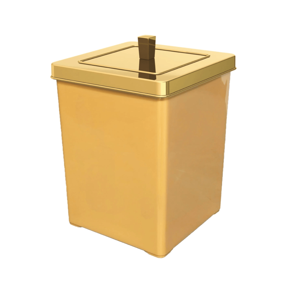 Square trash can with lid Gold 6,5 Liters