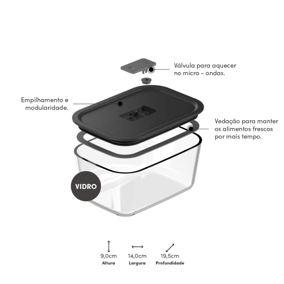Airtight glass jar with lid Black Fresh Lock 725ml