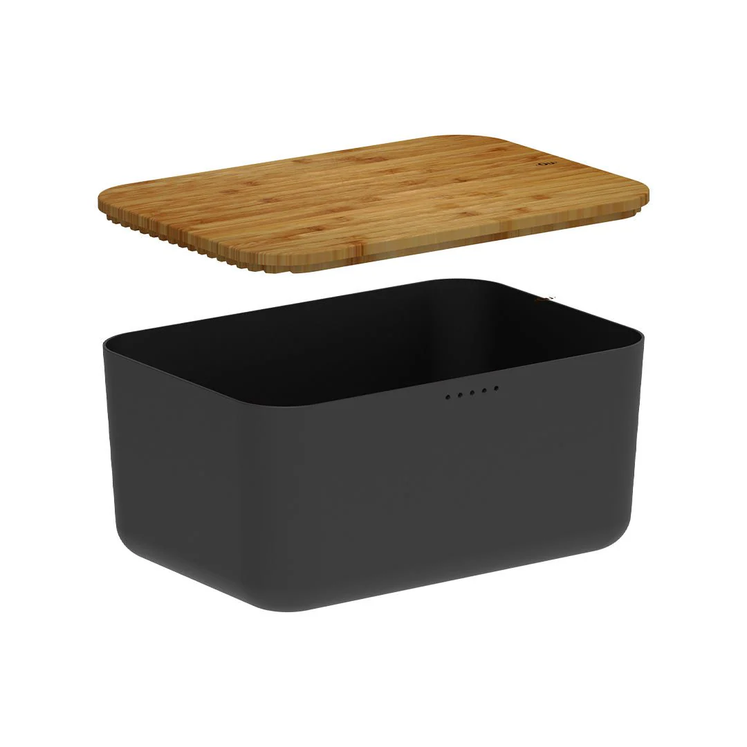 Bread box Lume Black with lid of Bamboo 9,5L