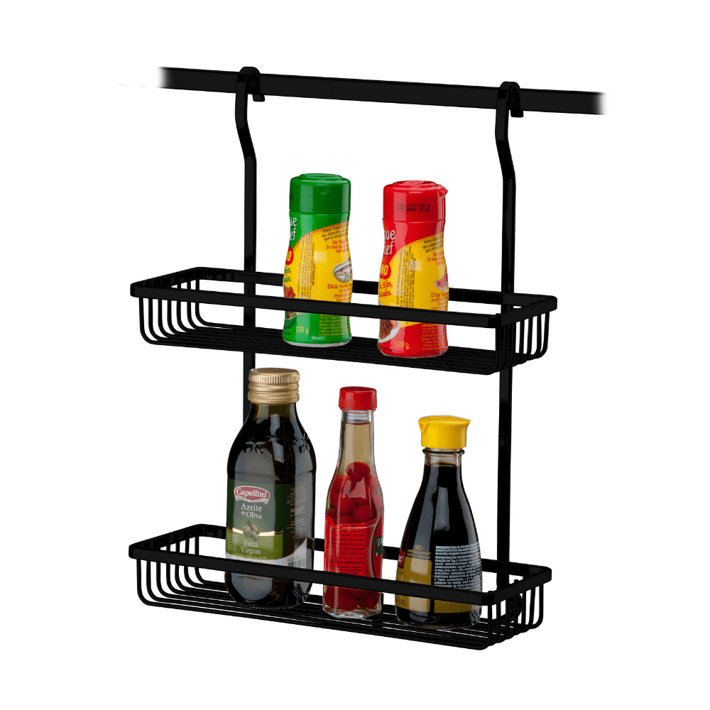 Double rectangular holder For Barra Matte black Black line