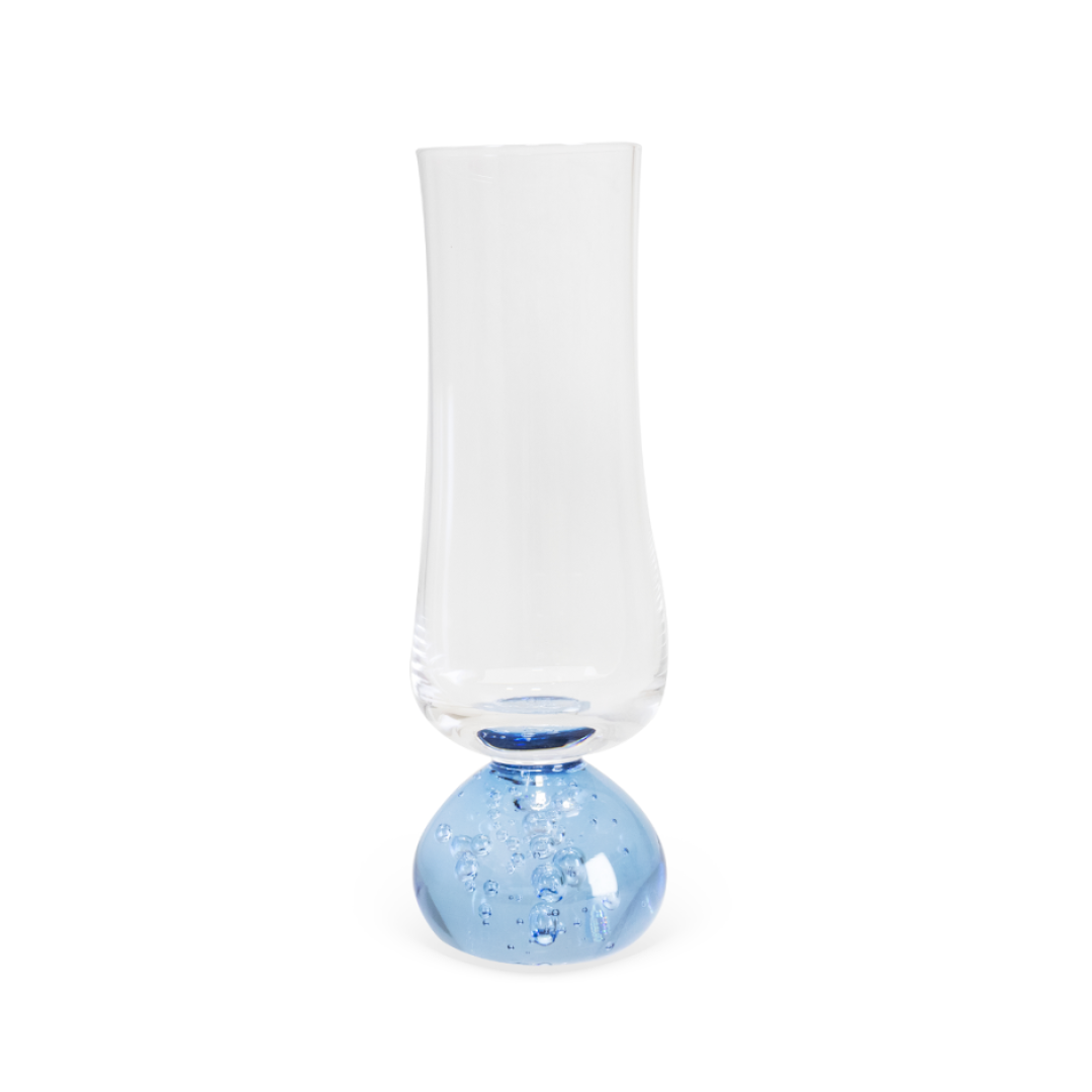 Set of 6 wine glasses Champagne Sphere base Blue and Clear 240ml