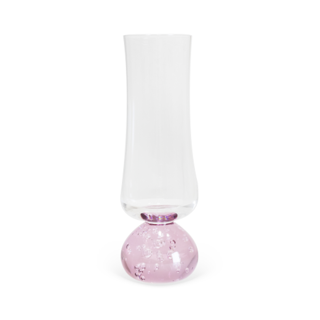 Set of 6 wine glasses Champagne Sphere base Pink and Clear 240ml