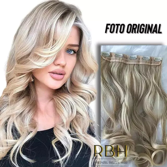 Aplique loiro pérola ondulado tic tac e fio invisível