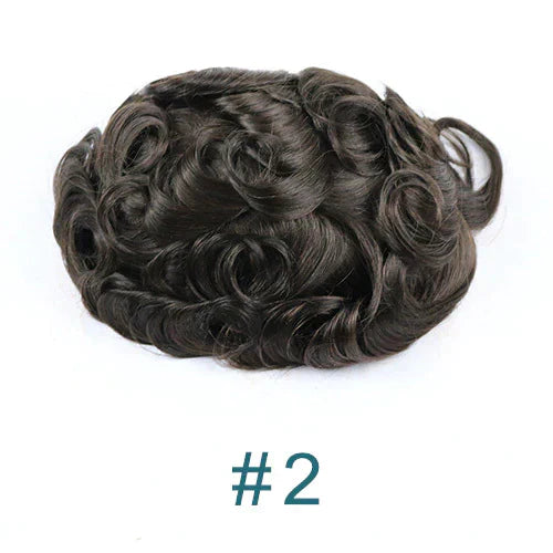 Prótese de cabelo natural cacheada masculina com o kit cola e removedor