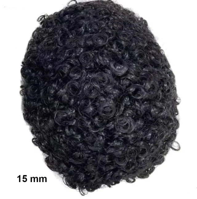 Prótese de cabelo natural cacheada masculina com o kit cola e removedor