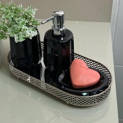 Bathroom set Set Banho Fold Black 3 Pieces