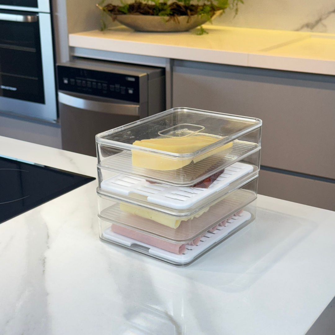 Kit 2 Double cold cuts container Clear Natural