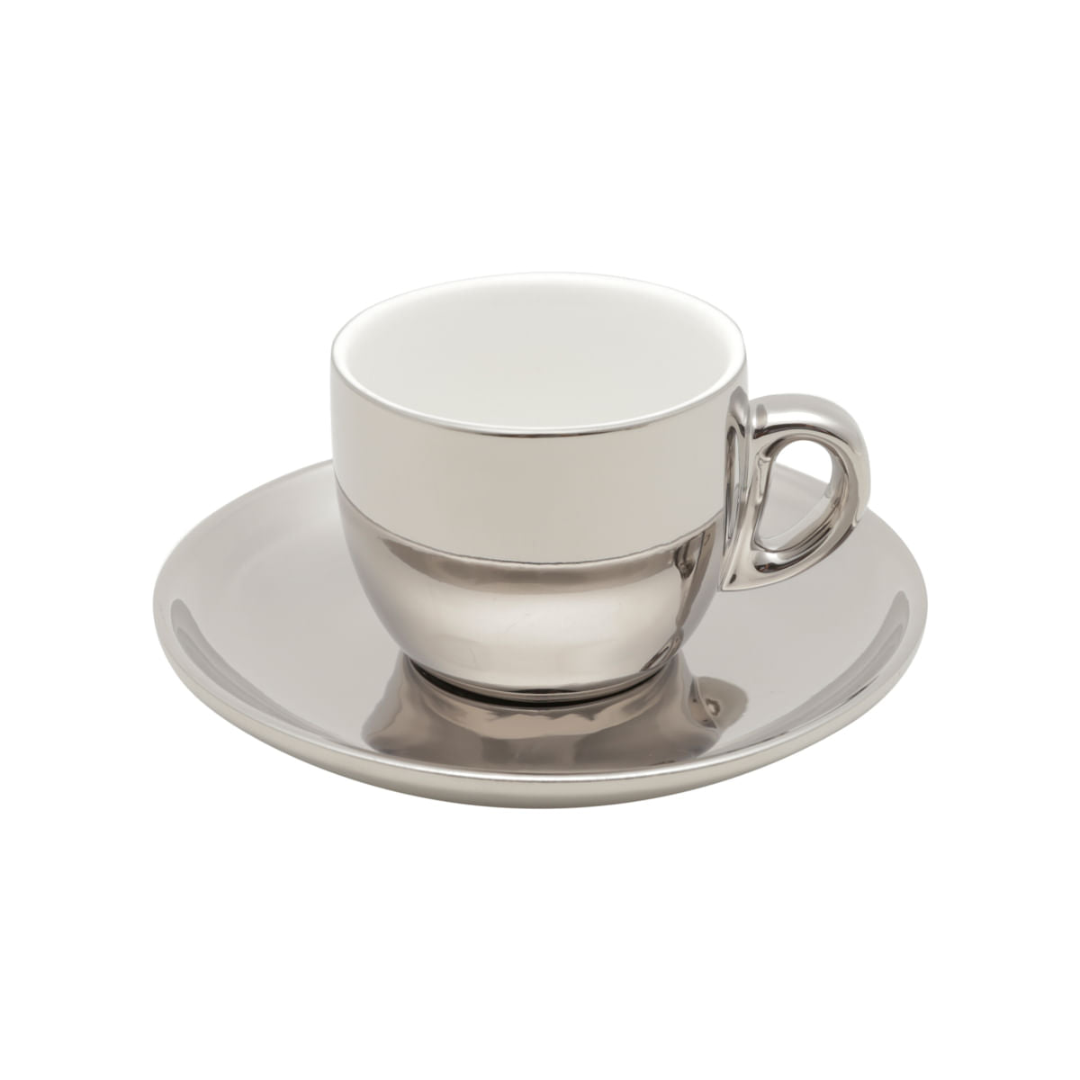 Cup set Luxury For coffee With saucer and stand Wolff 90ml Silver and White