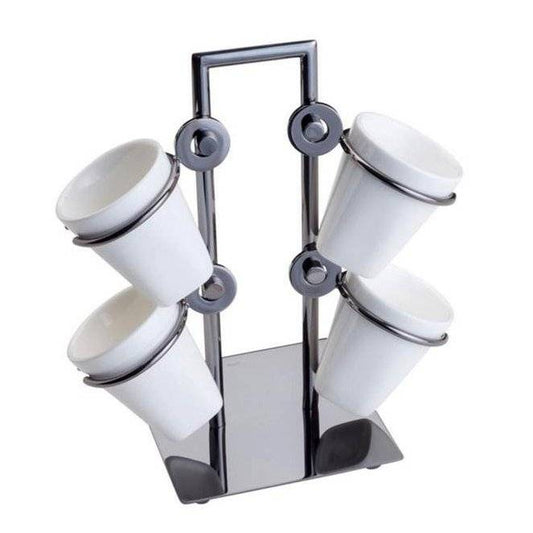 Set Coffee cups Porcelain With Holder Black 75ml Luxury 5 Pieces