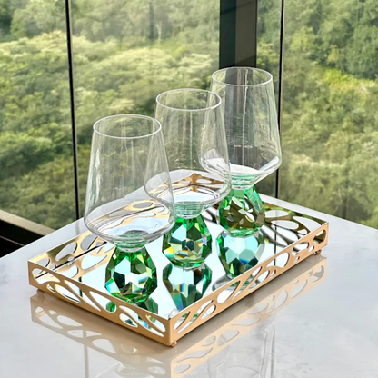 Wine glass of Glass for wine with base Diamond Green 500ml