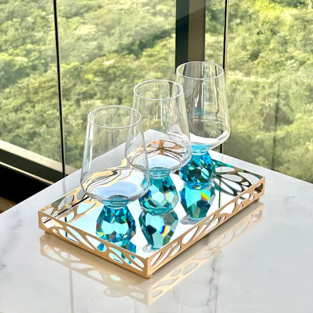 Wine glass of Glass for wine with base Diamond Blue 500ml