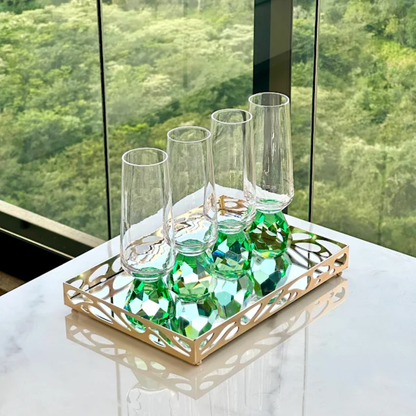 Champagne glass with base Diamond Green 250ml