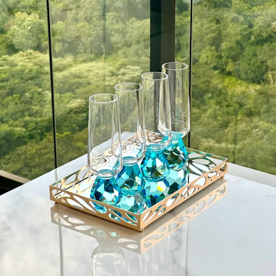 Champagne glass with base Diamond Blue 250ml