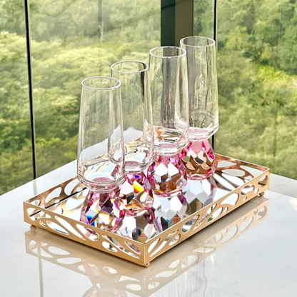 Champagne glass with base Diamond Pink 250ml
