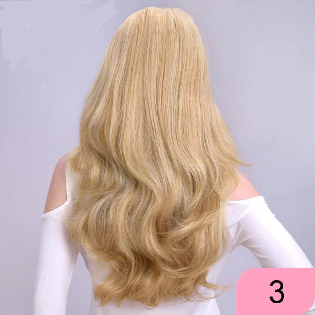 Meia cabeça peruca wig fibra premiun ondulada 60 cm