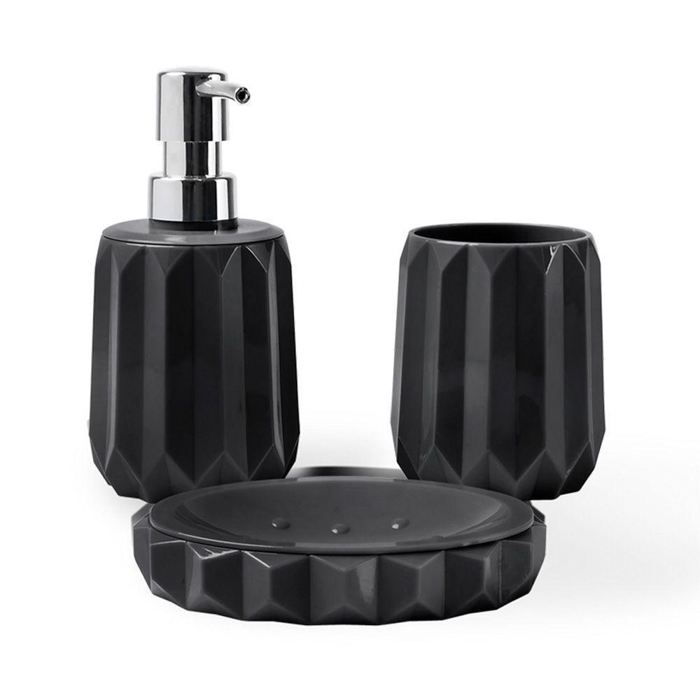 Bathroom set Set Banho Fold Black 3 Pieces