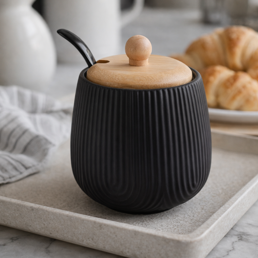 Sugar bowl with spoon Oasis of Ceramic Black 360ml