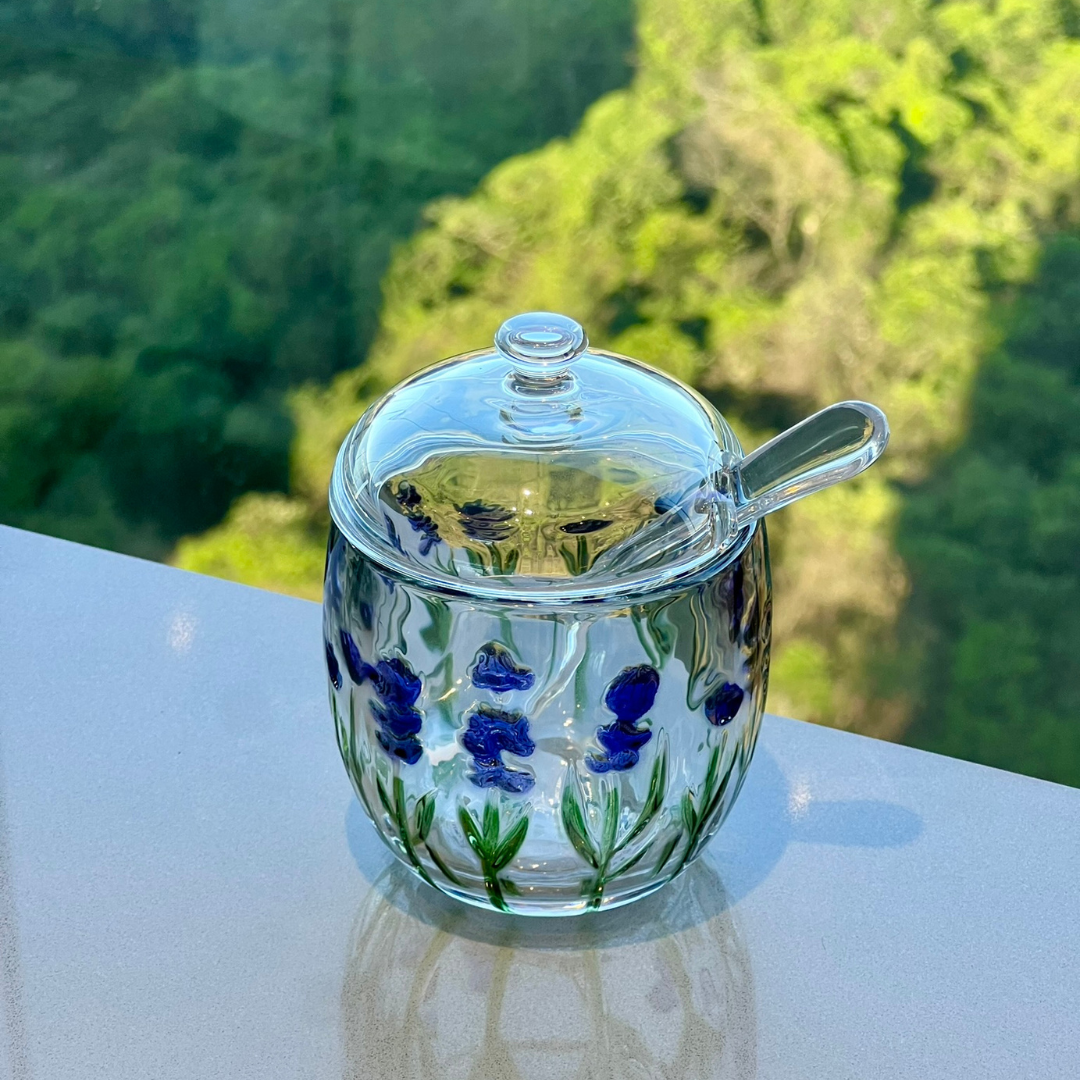 Sugar bowl set + Honey pot Lavender 2 Pieces