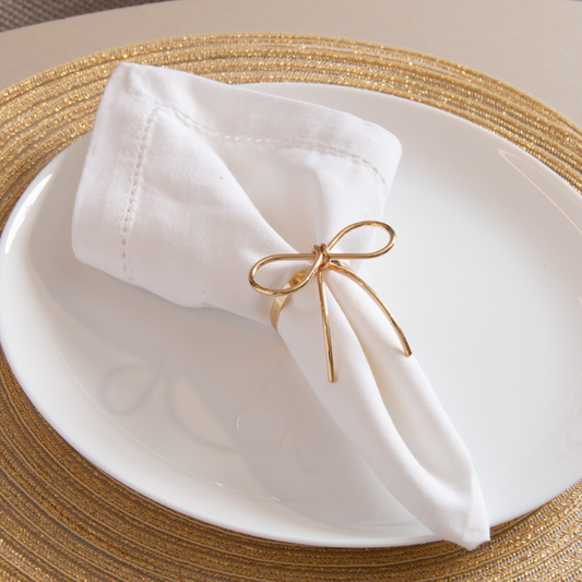4 Napkin rings Laço in metal Gold