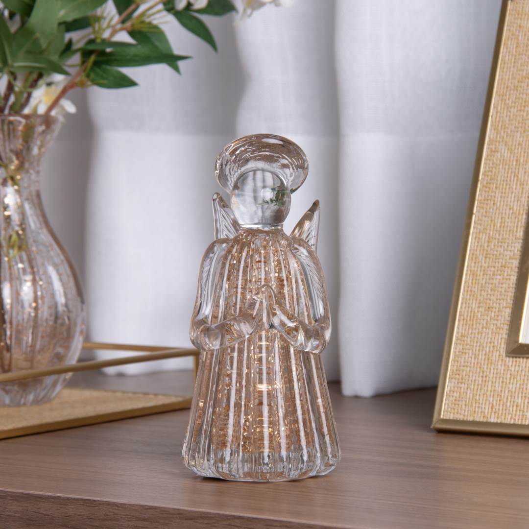 Sculpture Angel of Glass Italy Gold 15cm