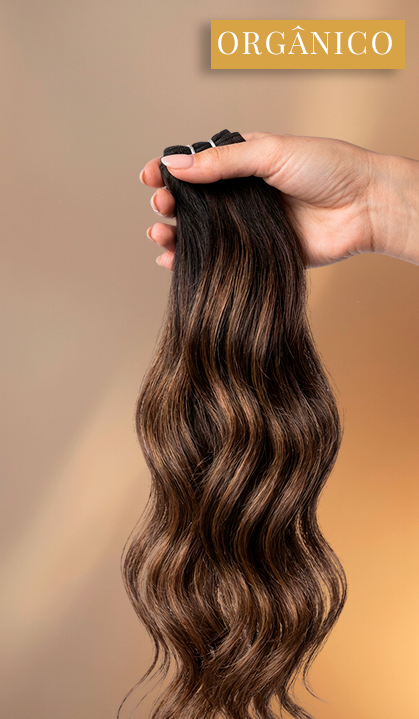 Aplique de tic tac e fio invisível cabelo natural