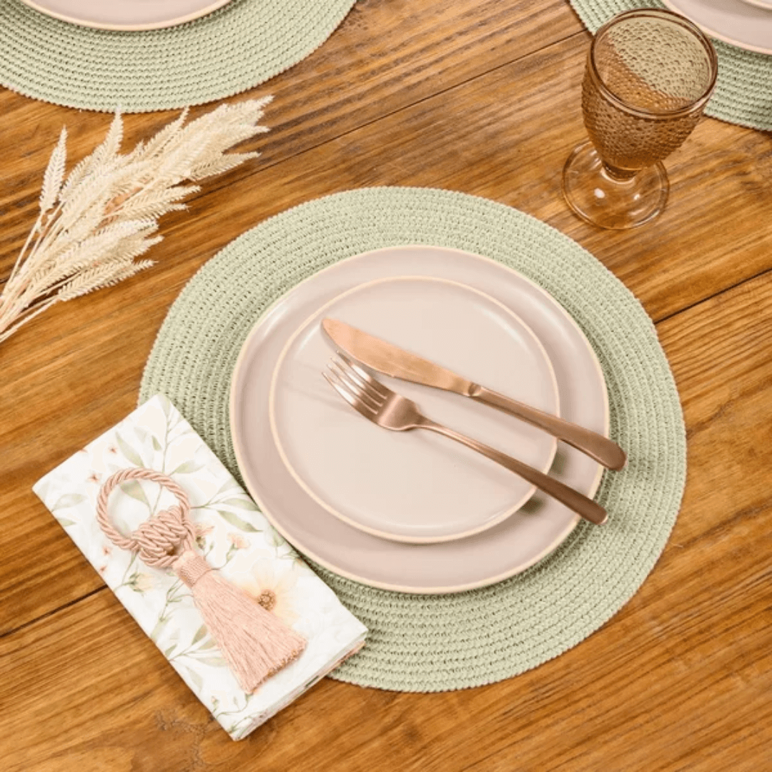 Individual round placemat Arlo Olive 38cm