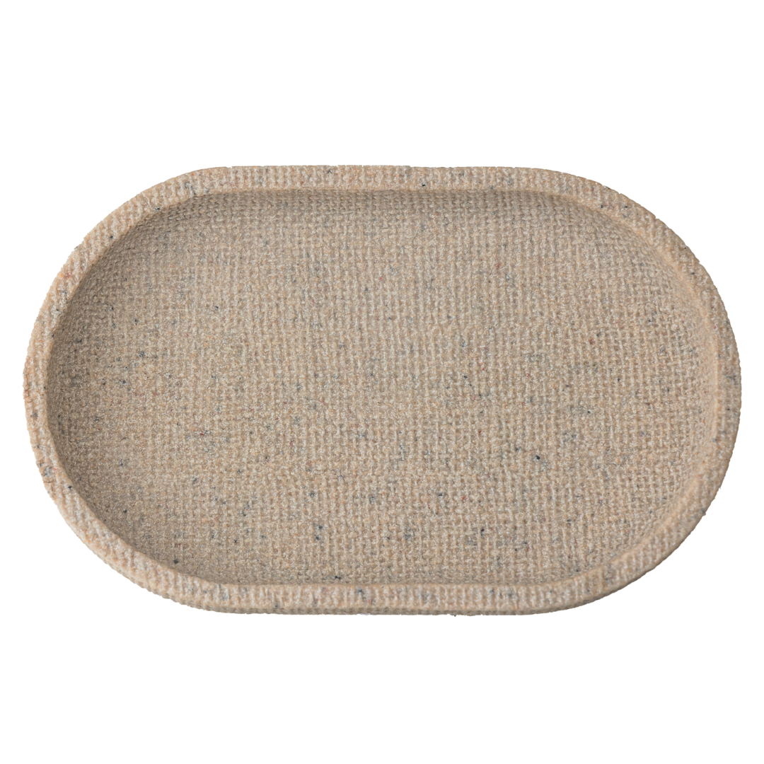 Oval tray in polyresin Linen Beige 20cm