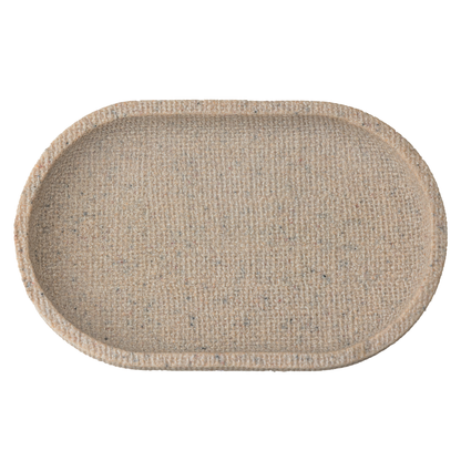 Oval tray in polyresin Linen Beige 20cm
